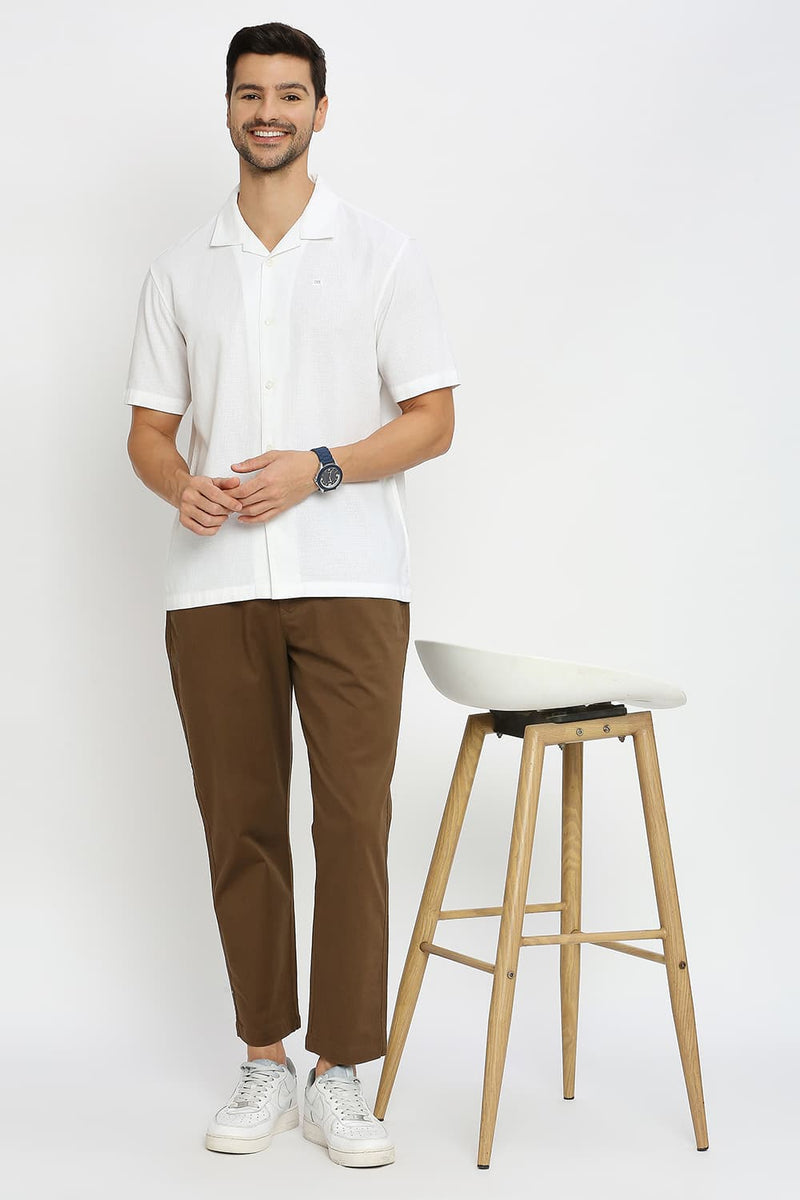 BASICS RELAXED FIT COTTON HOPSACK DOBBY HALFSLEEVES SHIRT