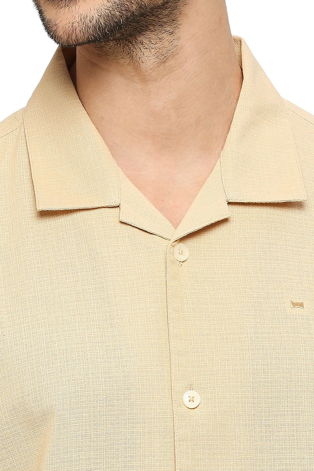 BASICS RELAXED FIT COTTON HOPSACK DOBBY HALFSLEEVES SHIRT