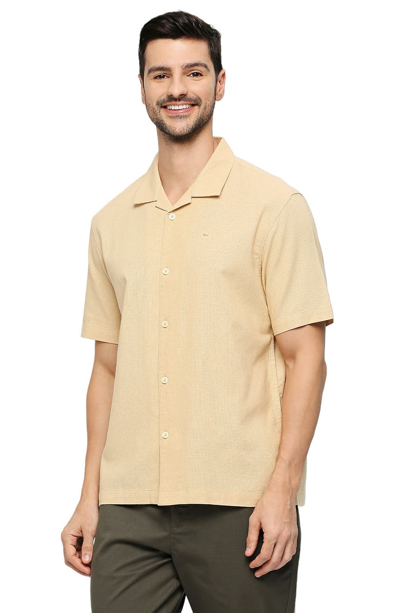 BASICS RELAXED FIT COTTON HOPSACK DOBBY HALFSLEEVES SHIRT