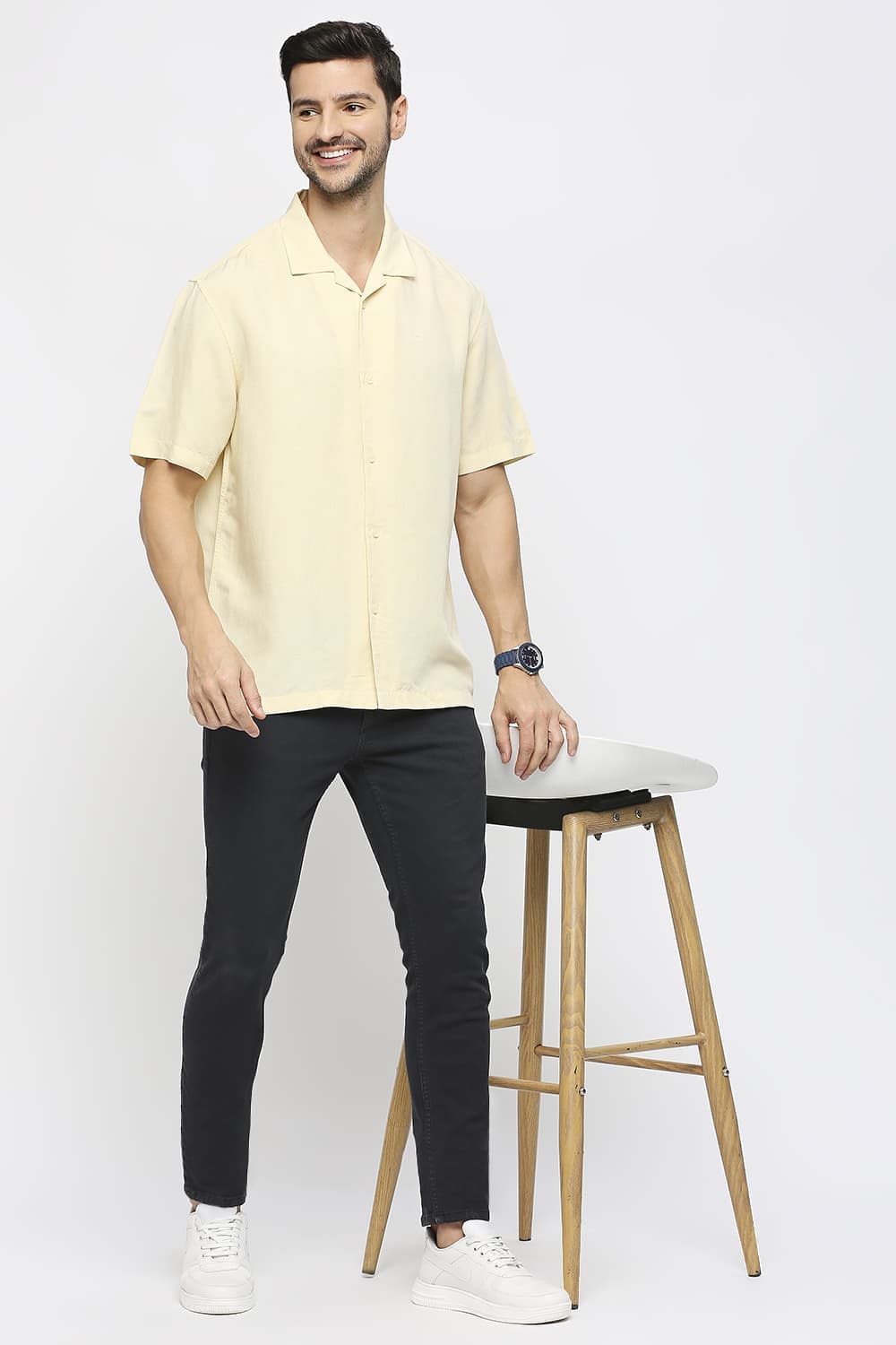 Relaxed Fit Viscose Linen Halfsleeves Shirt