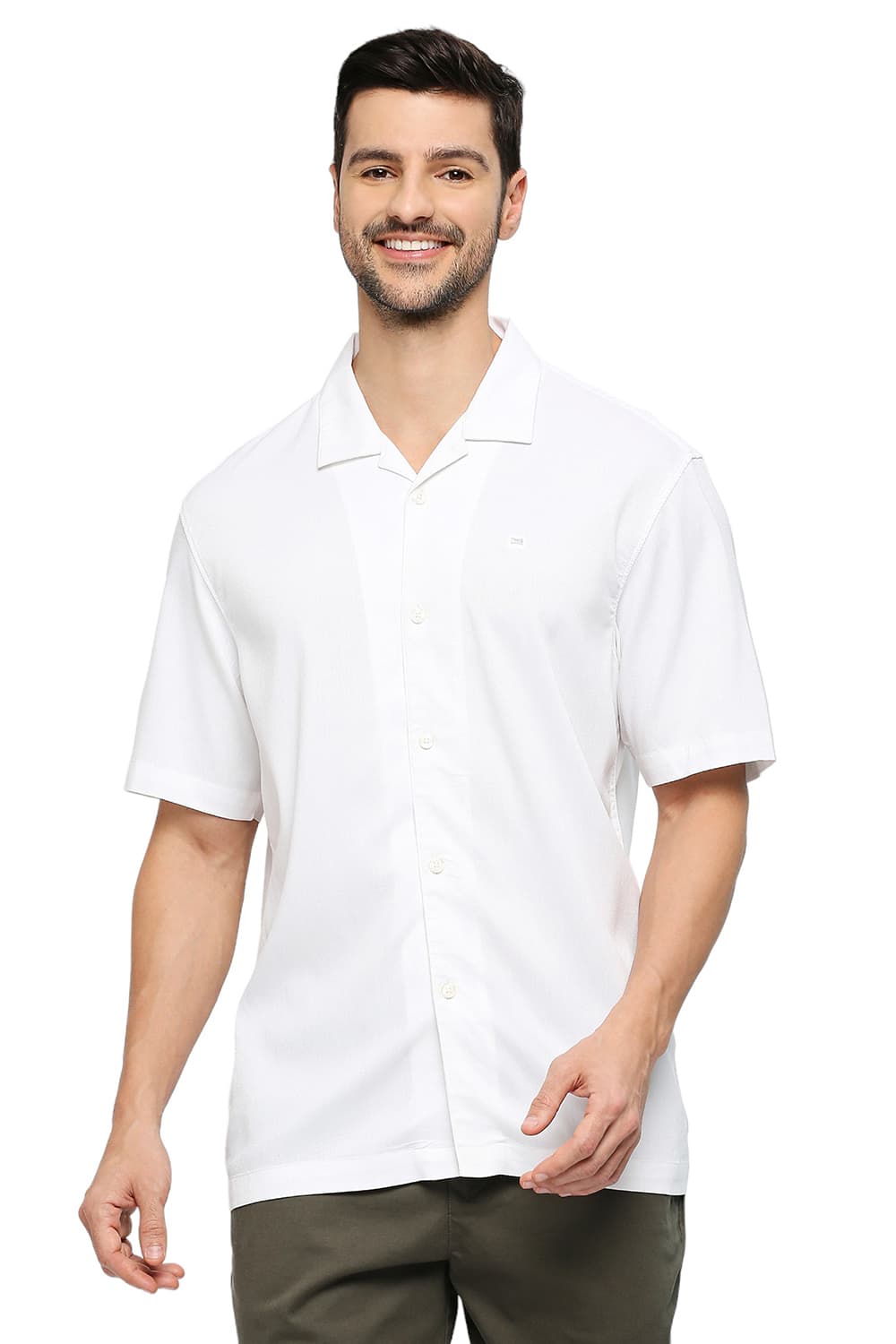 BASICS RELAXED FIT TENCEL POLYESTER STRETCH DOBBY SHIRT