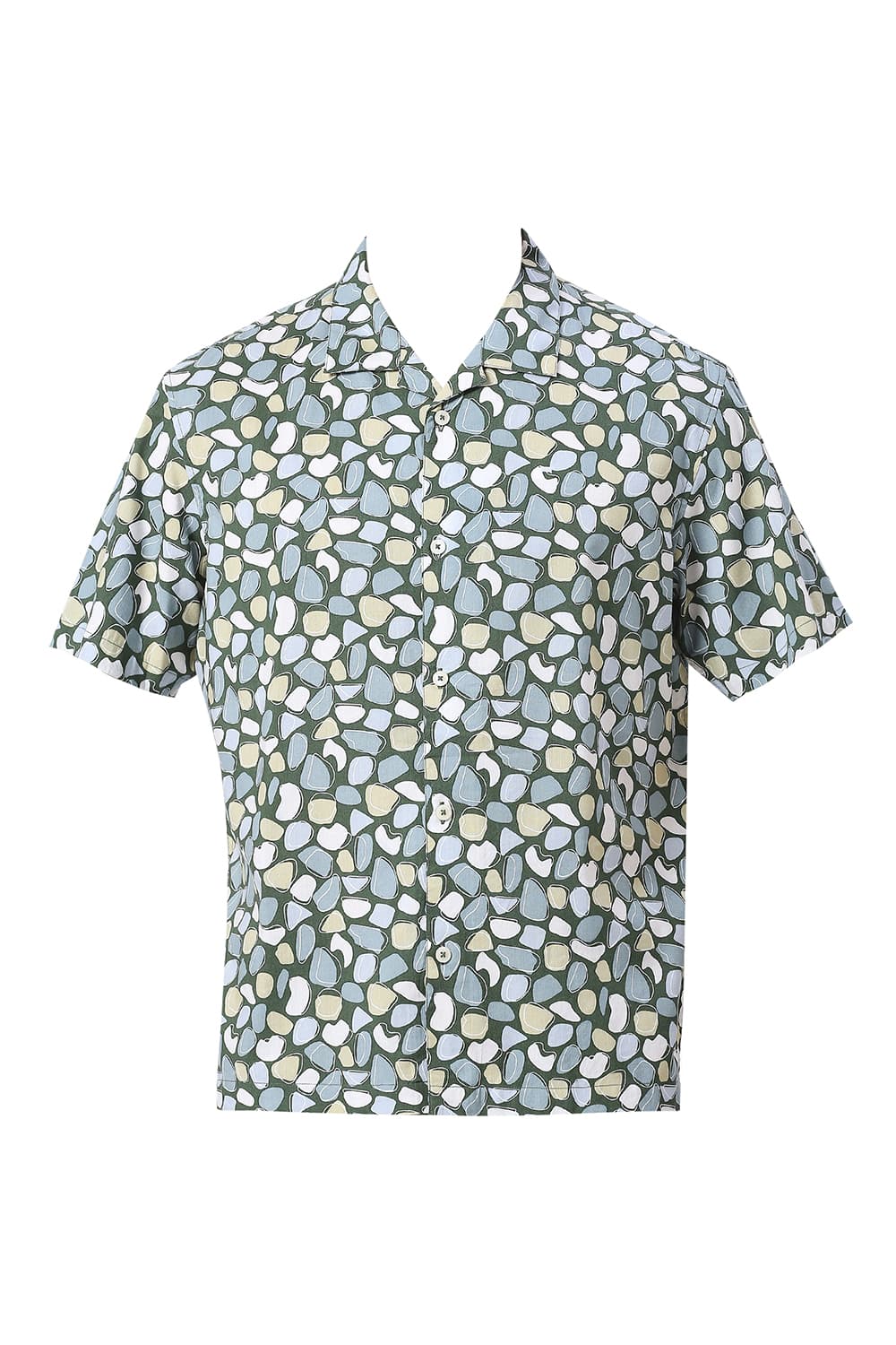 RELAXED FIT COTTON VISCOSE TWILL PRINTED HALFSLEEVES SHIRT