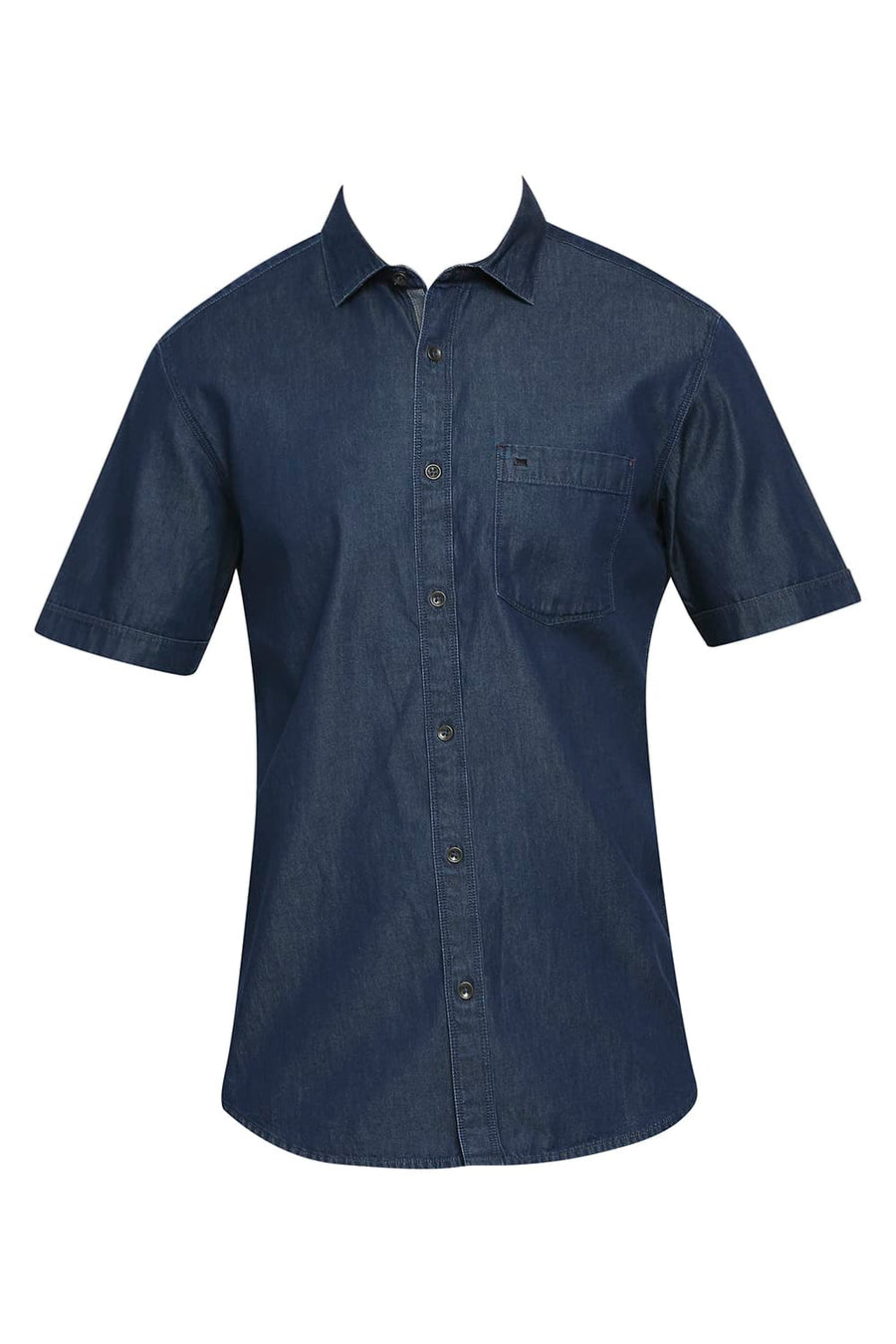 BASICS SLIM FIT GALAXY BLUE COTTON INDIGO SHIRT