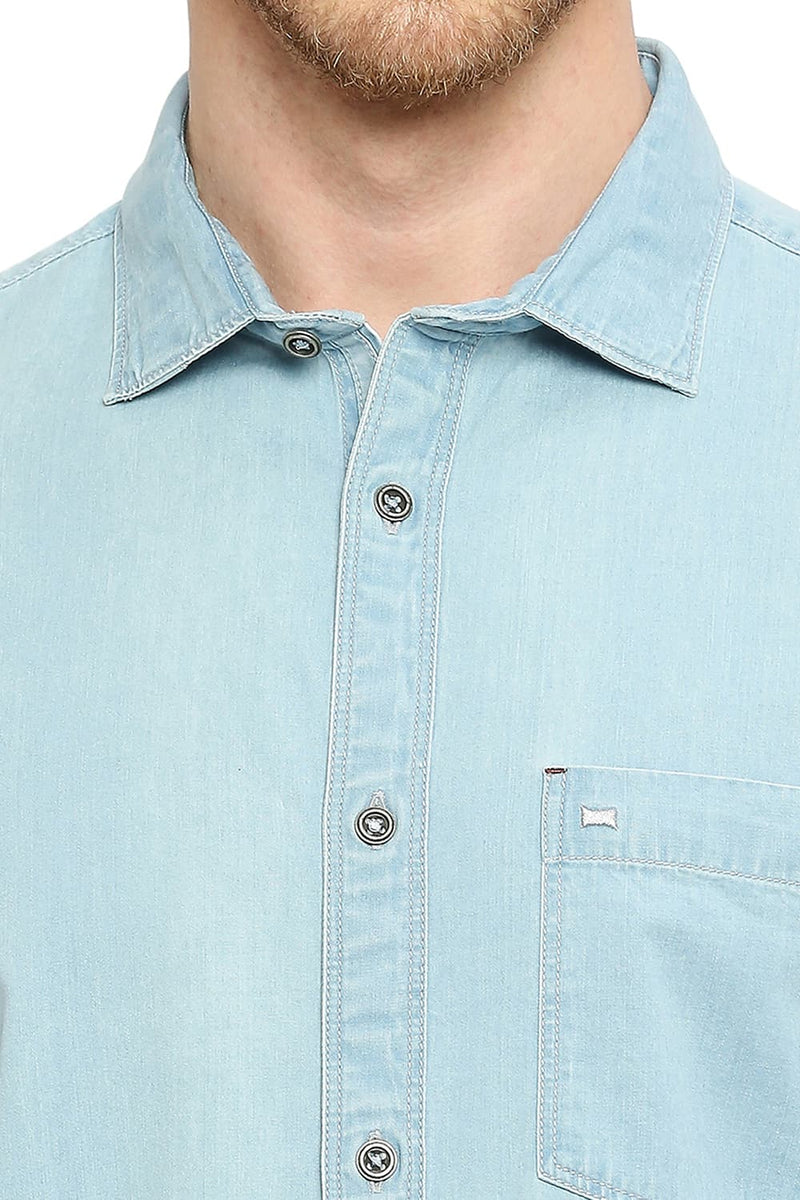 BASICS SLIM FIT COTTON HALFSLEEVES SHIRT