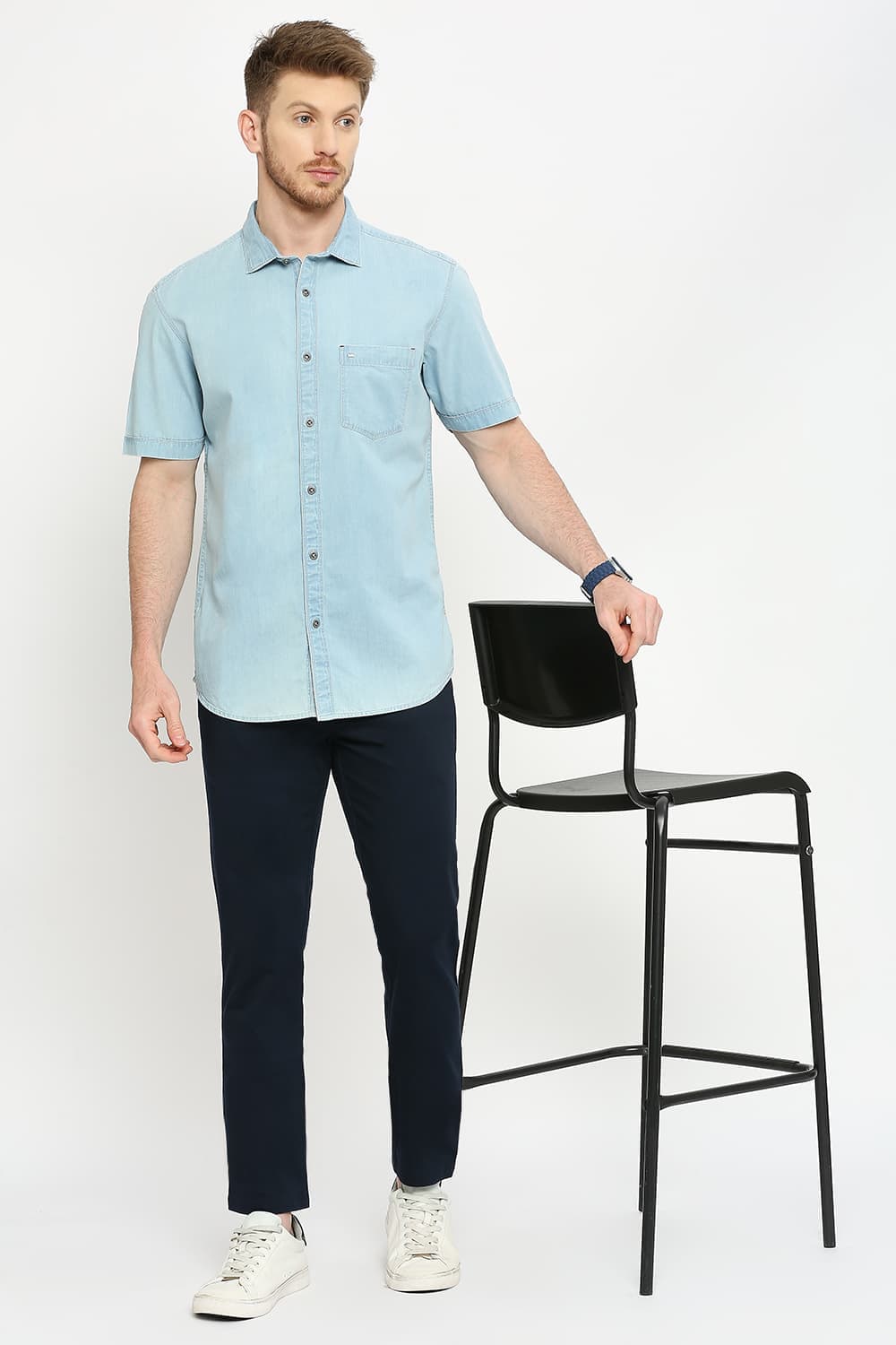 Slim Fit Cotton Halfsleeves Shirt