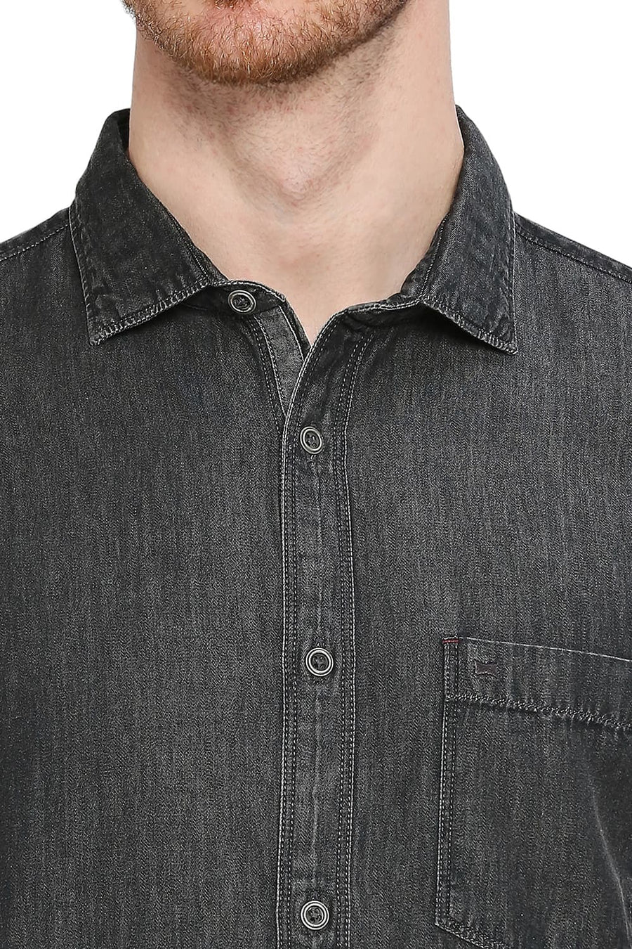BASICS SLIM FIT ECLIPSE BLACK COTTON SULPHUR SHIRT