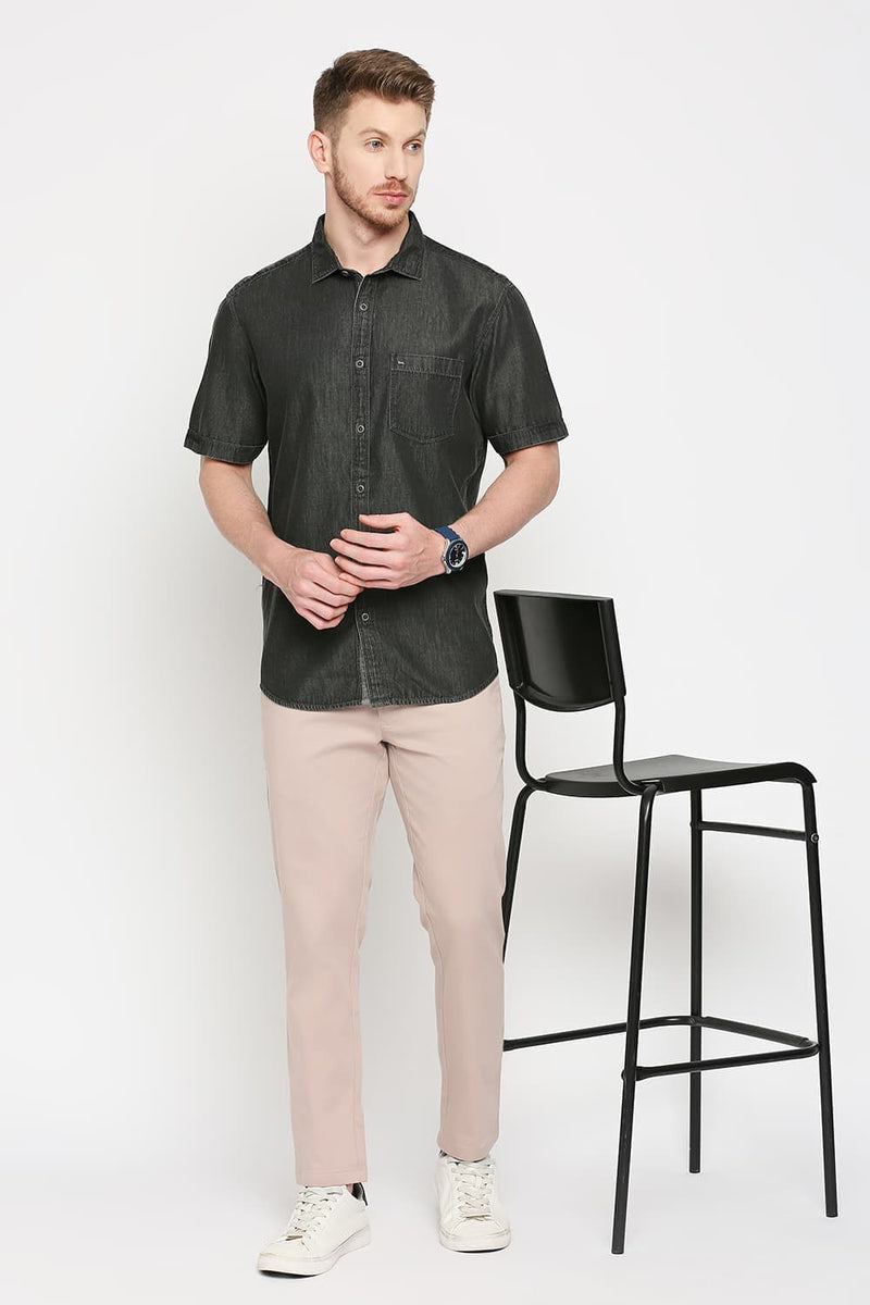 Slim Fit Cotton Halfsleeves Shirt