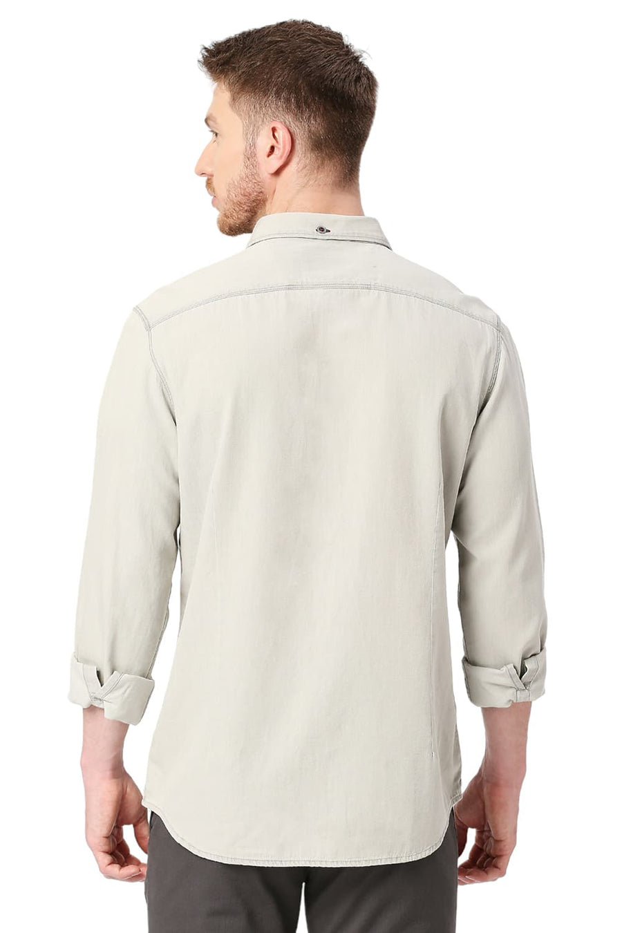 BASICS SLIM FIT BRISTOL GREY COTTON SULPHUR SHIRT