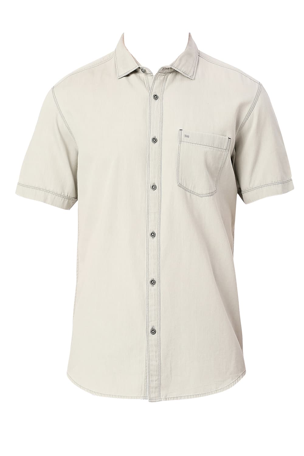 BASICS SLIM FIT COTTON HALFSLEEVES SHIRT