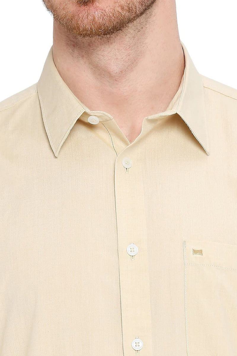 BASICS SLIM FIT COTTON POLYESTER VISCOSE SHIRT