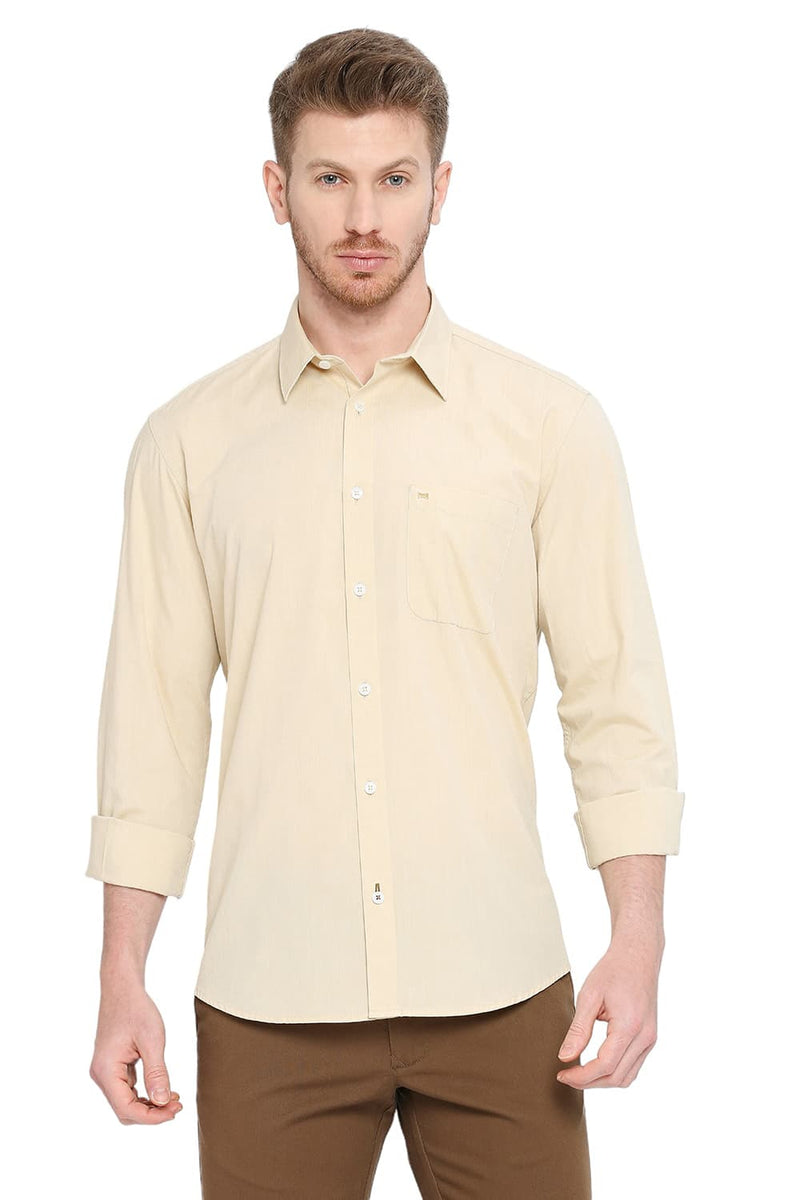 BASICS SLIM FIT COTTON POLYESTER VISCOSE SHIRT