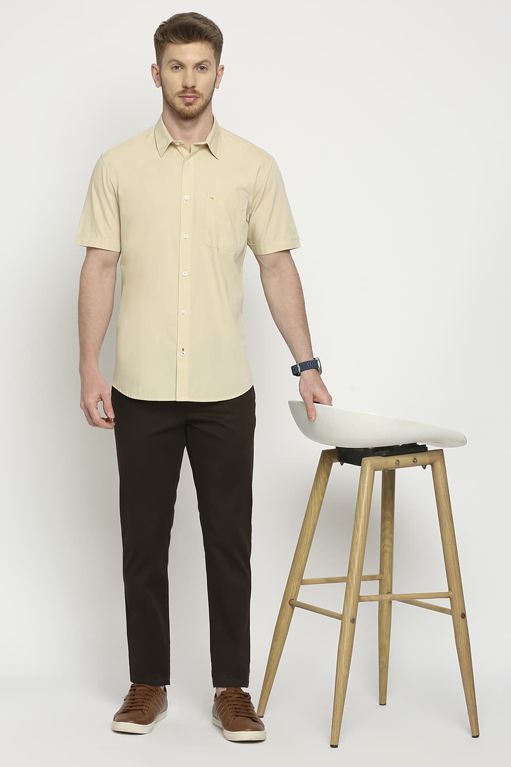 Slim Fit Cotton Polyester Viscose Halfsleeves Shirt