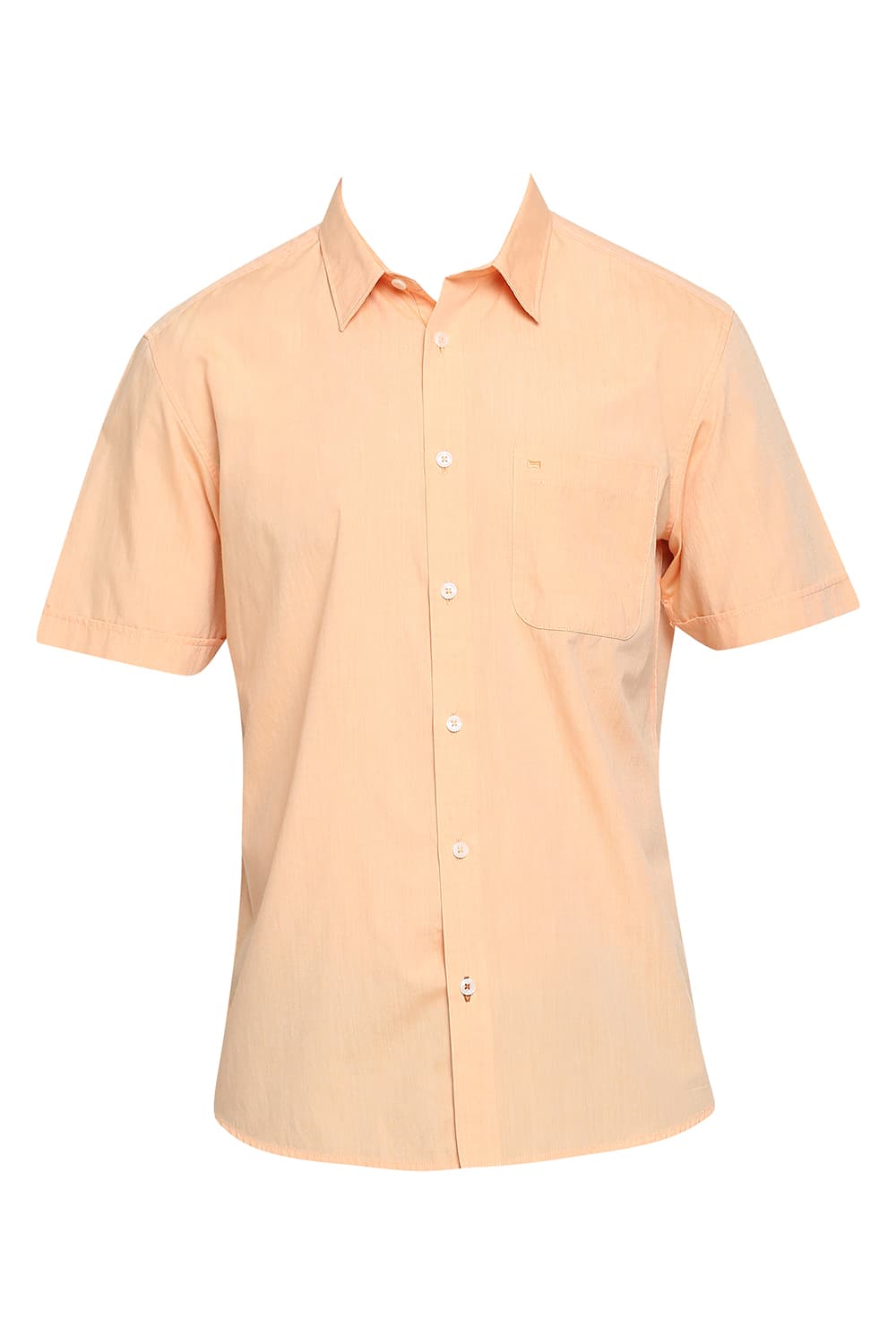 BASICS SLIM FIT COTTON POLYESTER VISCOSE HALFSLEEVES SHIRT