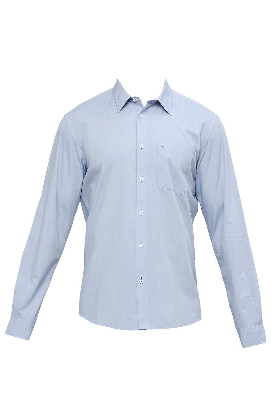 BASICS SLIM FIT AEGEAN BLUE COTTON POLYESTER VISCOSE SHIRT