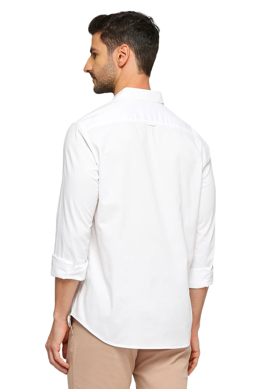 BASICS SLIM FIT CLOUD WHITE COTTON OXFORD STRIPES SHIRT