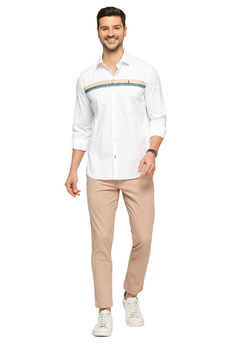 BASICS SLIM FIT COTTON OXFORD STRIPES SHIRT