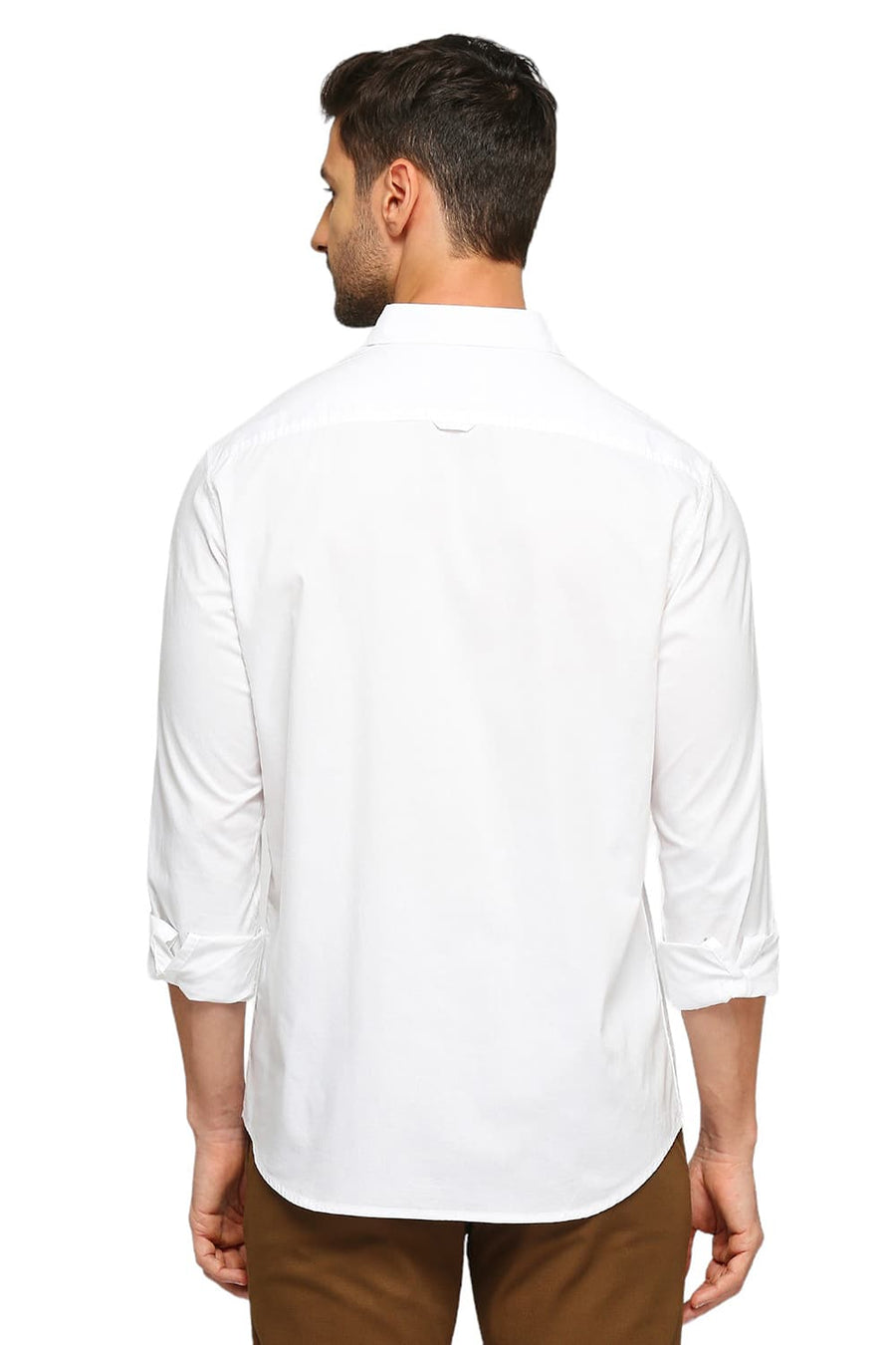 BASICS SLIM FIT CLOUD WHITE COTTON OXFORD STRIPES SHIRT