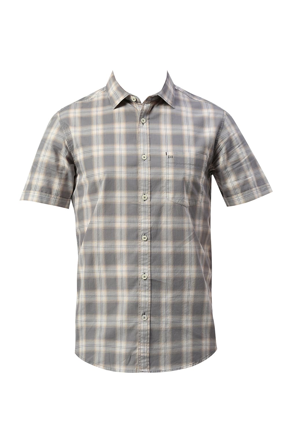 SLIM FIT COTTON CHECKS HALFSLEEVES SHIRT