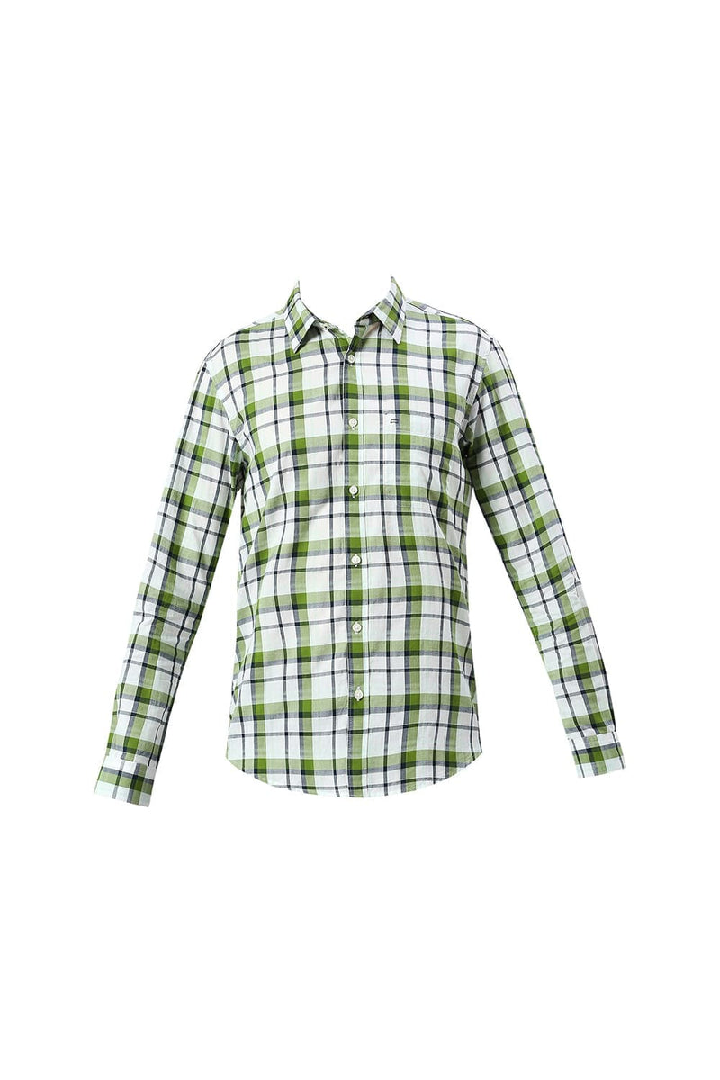 SLIM FIT COTTON OXFORD CHECKS SHIRT