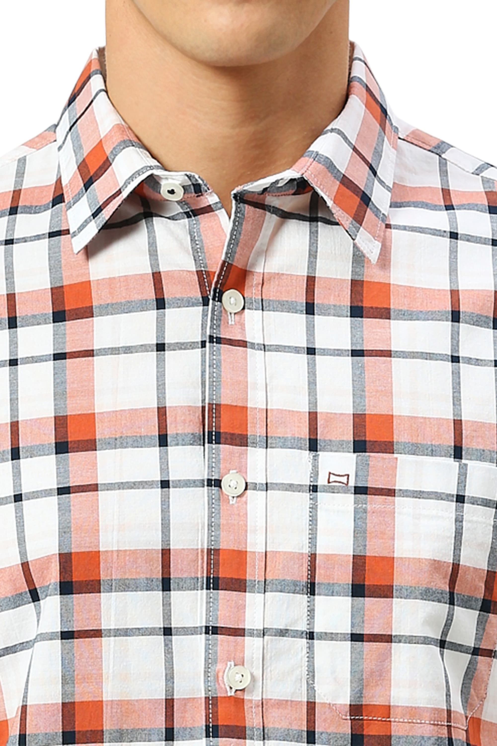 SLIM FIT COTTON OXFORD CHECKS SHIRT