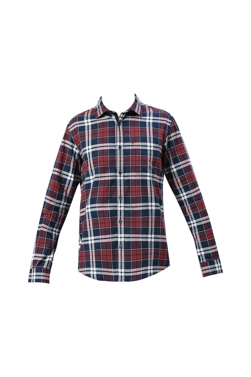 SLIM FIT COTTON OXFORD CHECKS SHIRT