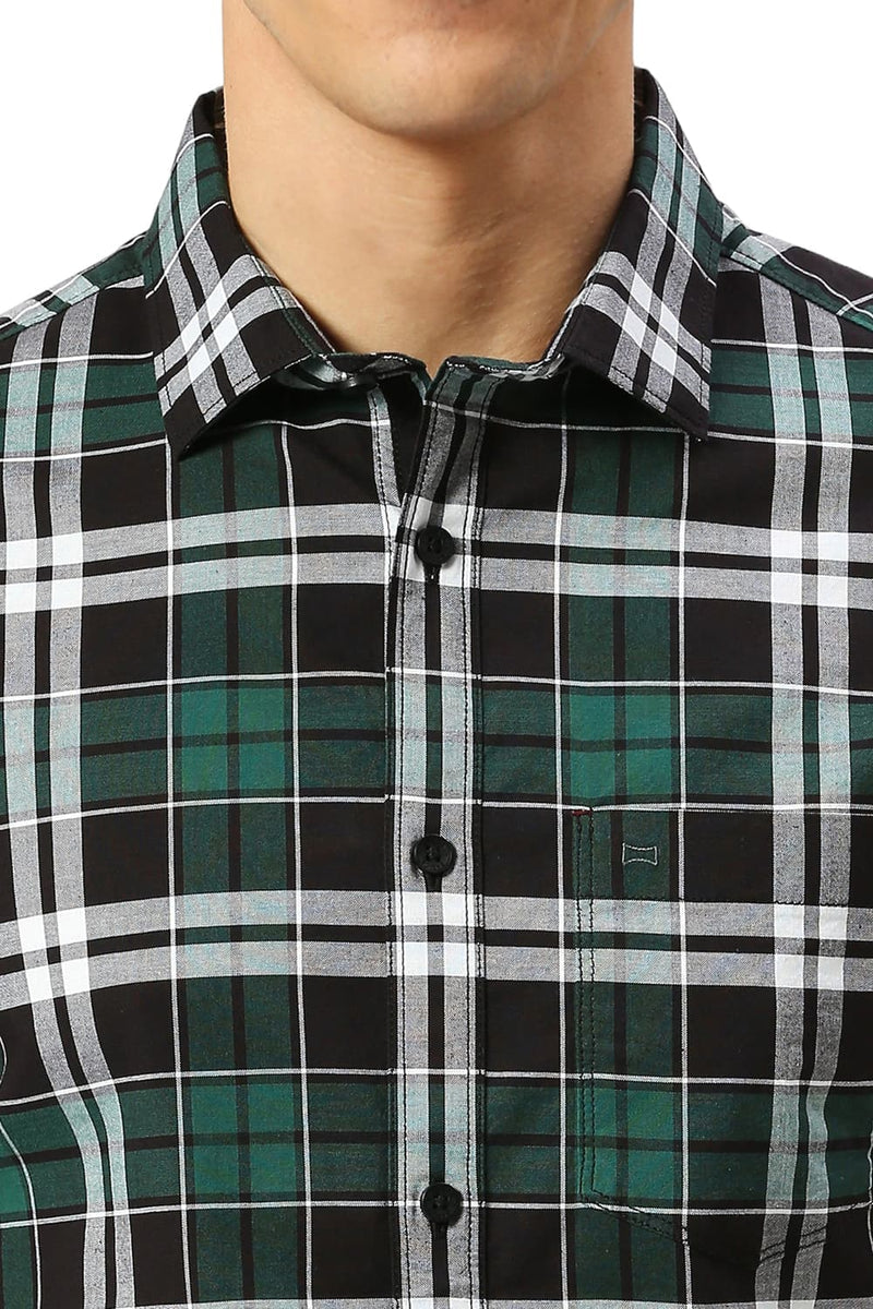 SLIM FIT COTTON OXFORD CHECKS SHIRT