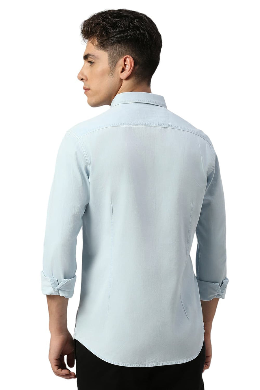 BASICS SLIM FIT MOONLIT BLUE COTTON INDIGO SHIRT