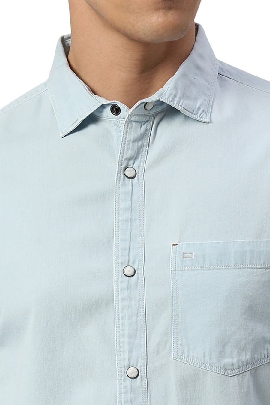 BASICS SLIM FIT MOONLIT BLUE COTTON INDIGO SHIRT