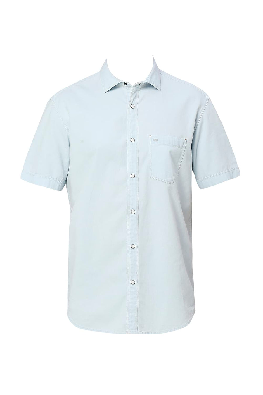BASICS SLIM FIT MOONLIT BLUE COTTON INDIGO HALFSLEEVES SHIRT