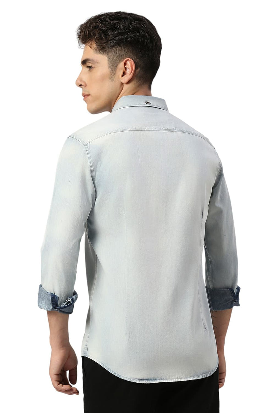 BASICS SLIM FIT PAGEANT BLUE COTTON INDIGO SHIRT
