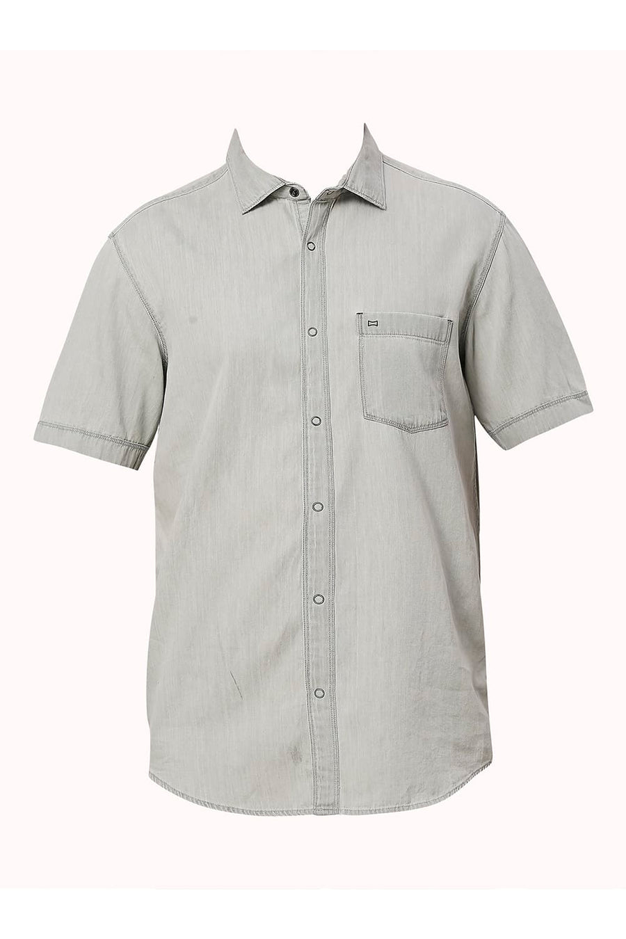 BASICS SLIM FIT ASPHALT BLACK COTTON SULPHUR HALFSLEEVES SHIRT