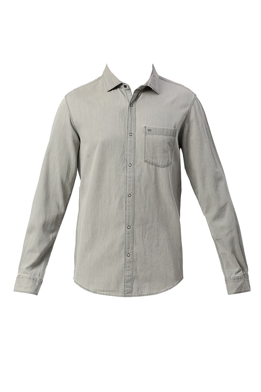 BASICS SLIM FIT ASPHALT BLACK COTTON SULPHUR SHIRT