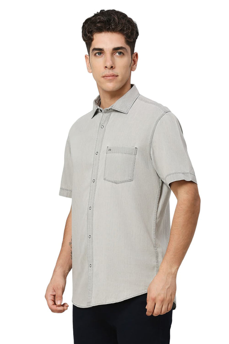 SLIM FIT COTTON SULPHUR HALFSLEEVES SHIRT