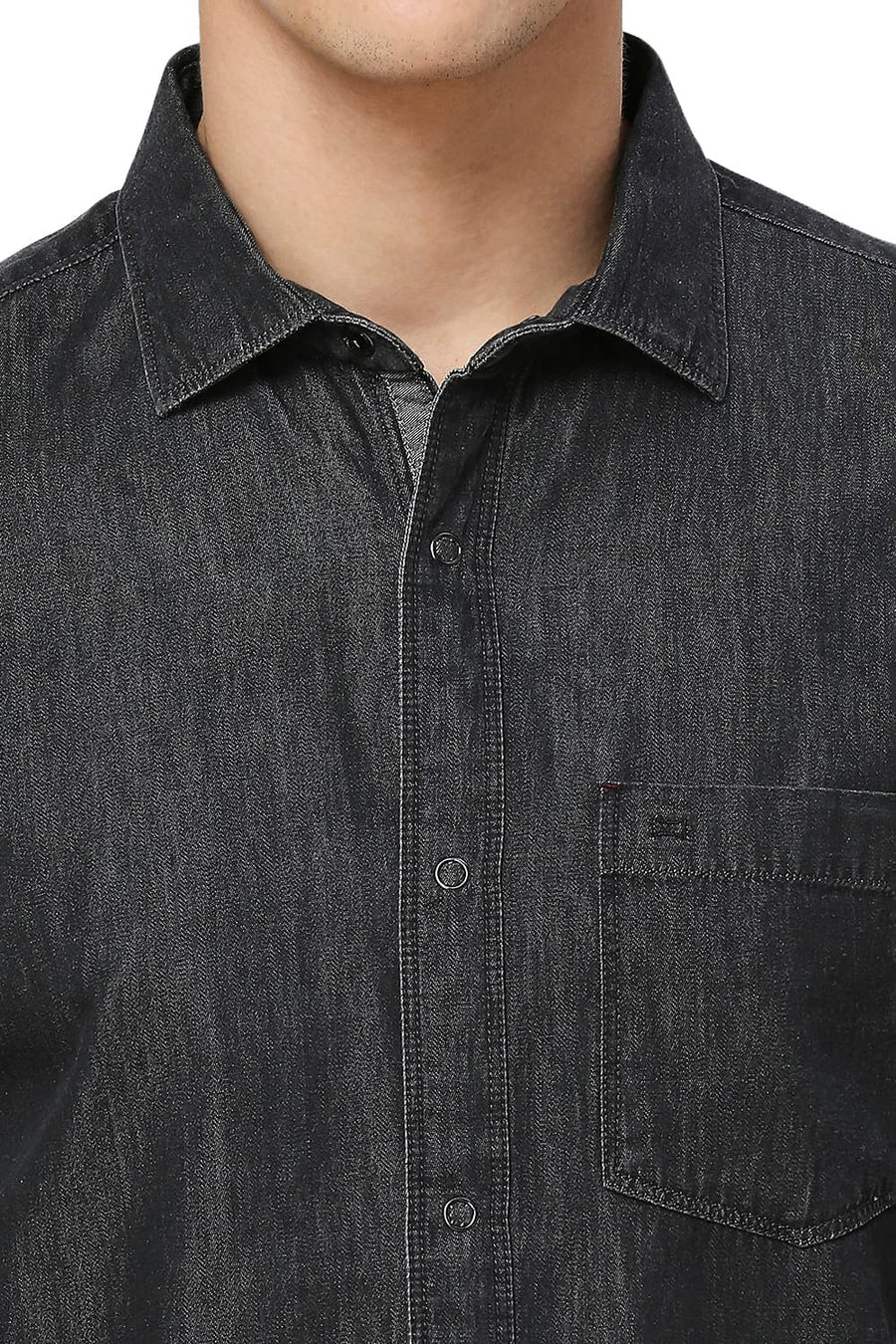 BASICS SLIM FIT MAGNET BLACK COTTON SULPHUR SHIRT