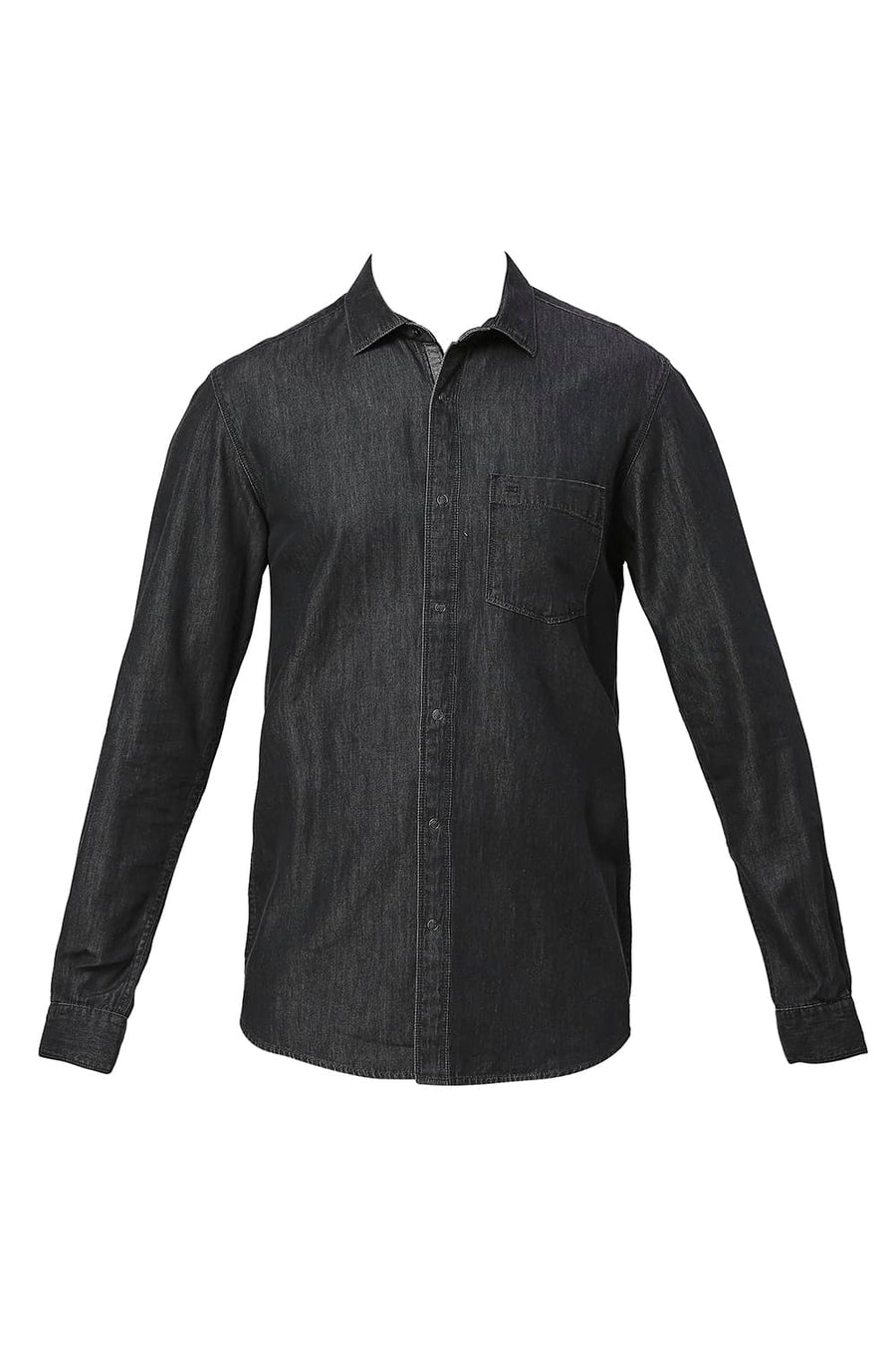 BASICS SLIM FIT MAGNET BLACK COTTON SULPHUR SHIRT