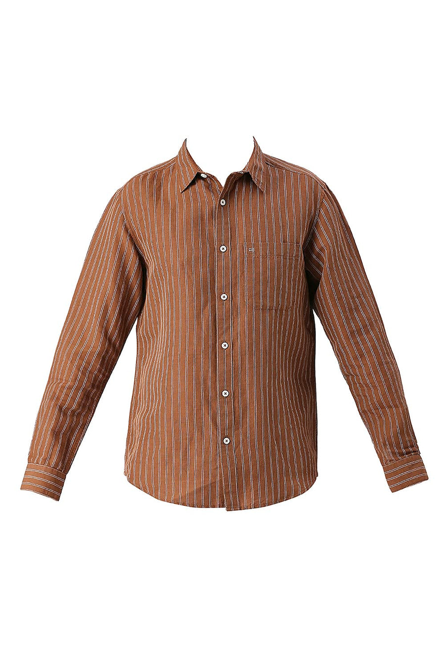 BASICS SLIM FIT DACHSHUND COTTON LINEN STRIPE SHIRT