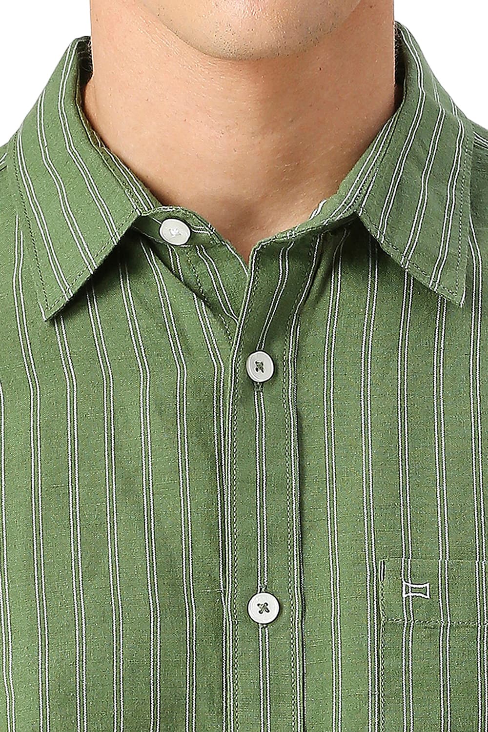SLIM FIT COTTON LINEN STRIPE SHIRT
