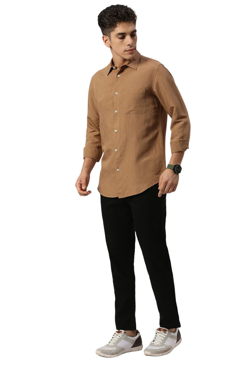 SLIM FIT VISCOSE LINEN SHIRT