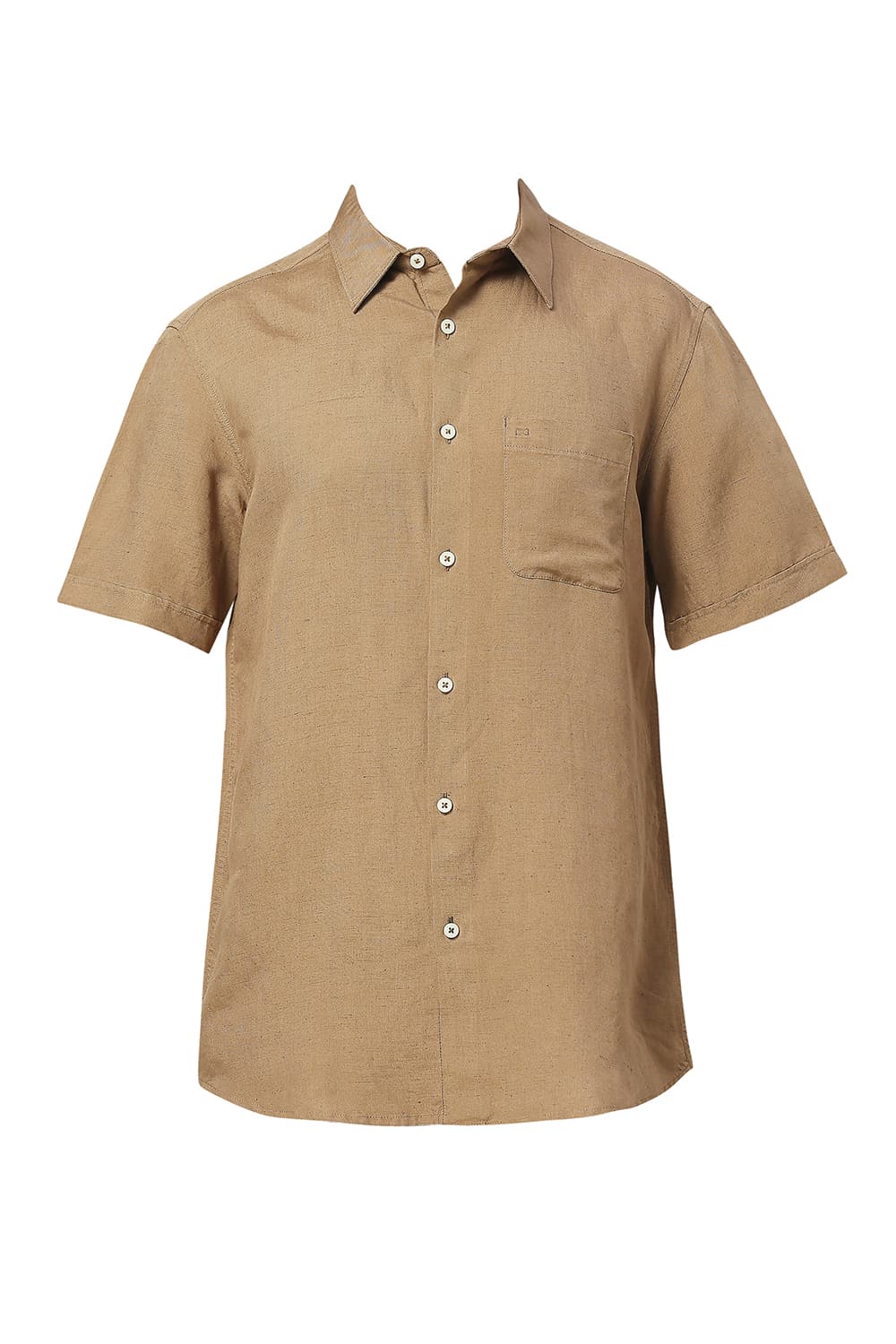 SLIM FIT VISCOSE LINEN HALFSLEEVES SHIRT