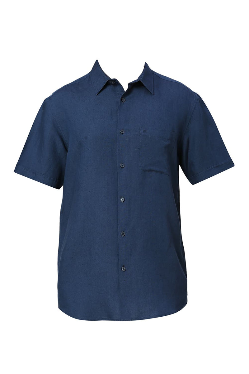 SLIM FIT VISCOSE LINEN HALFSLEEVES SHIRT