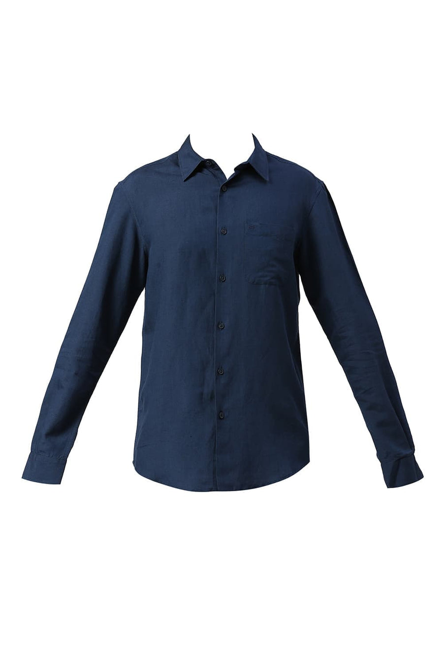 BASICS SLIM FIT TITAN BLUE VISCOSE LINEN SHIRT