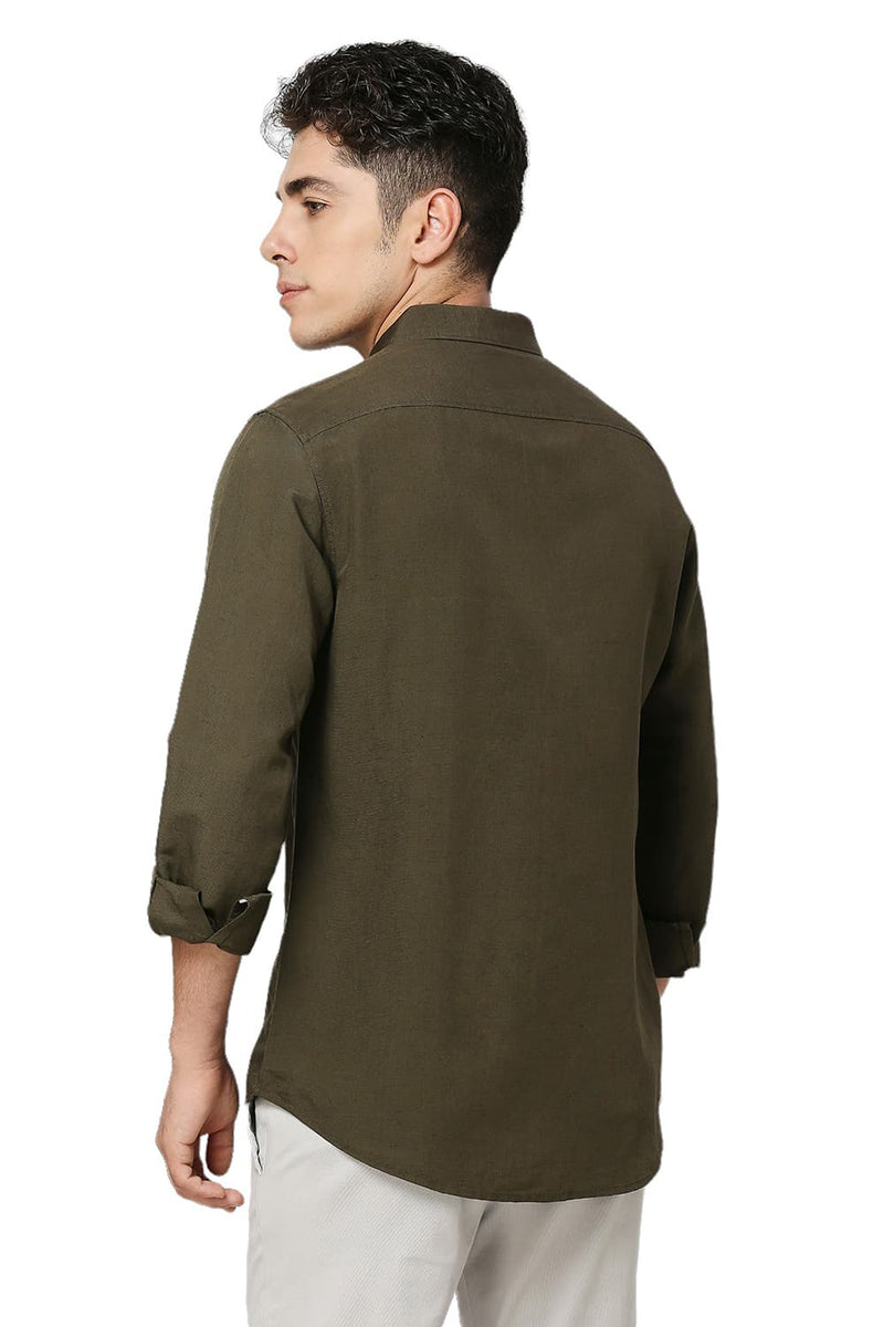 SLIM FIT VISCOSE LINEN SHIRT