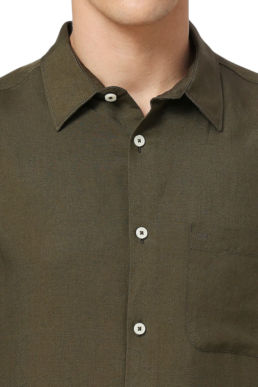 SLIM FIT VISCOSE LINEN HALFSLEEVES SHIRT