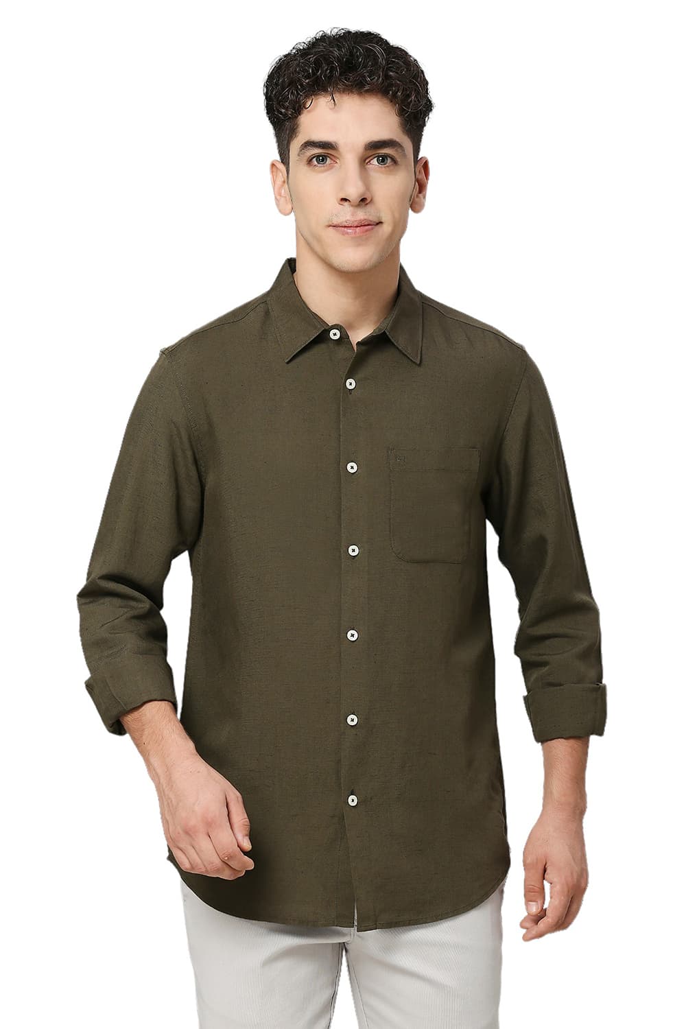 SLIM FIT VISCOSE LINEN SHIRT