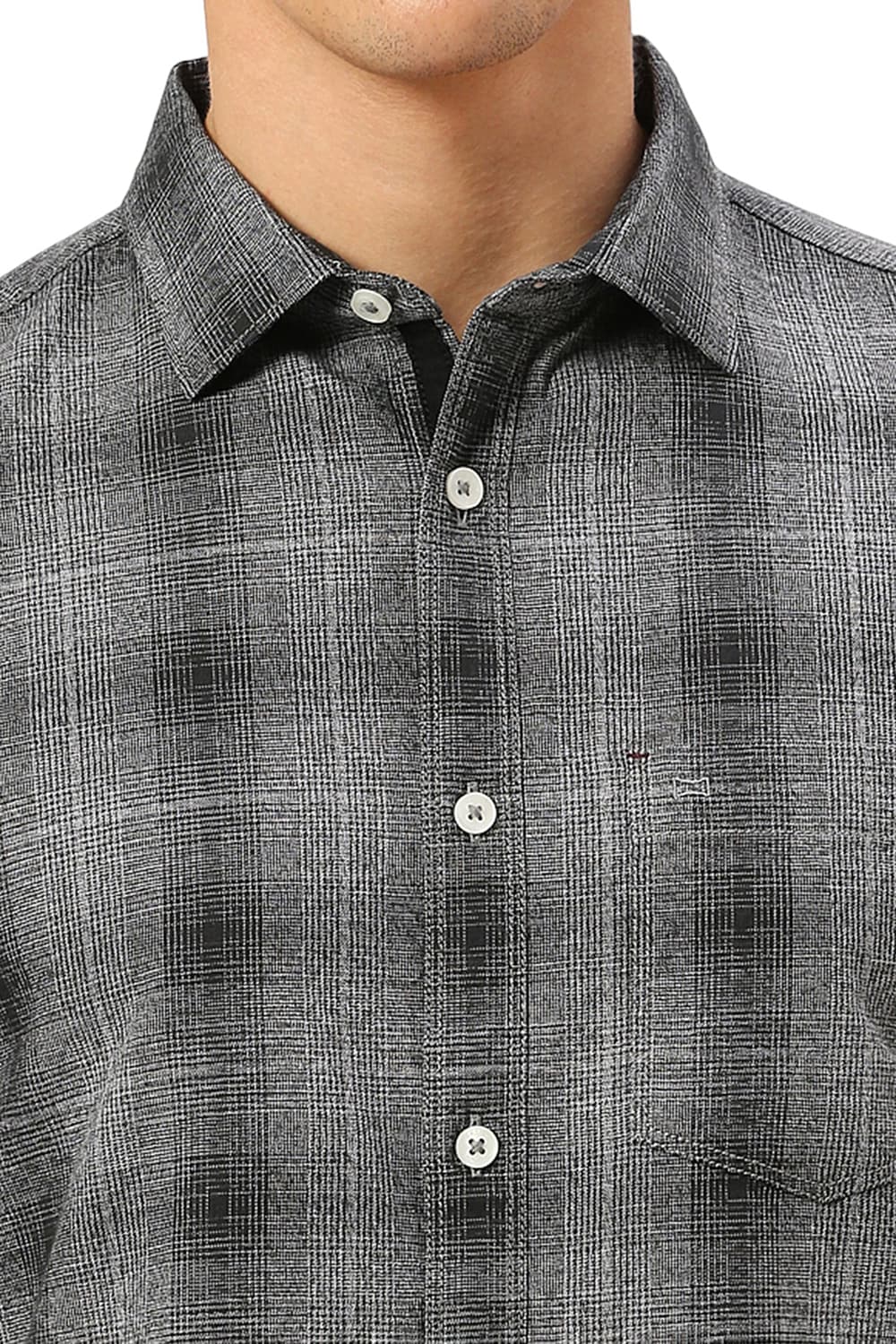 SLIM FIT COTTON TWILL GRINDLE CHECKS HALFSLEEVES SHIRT