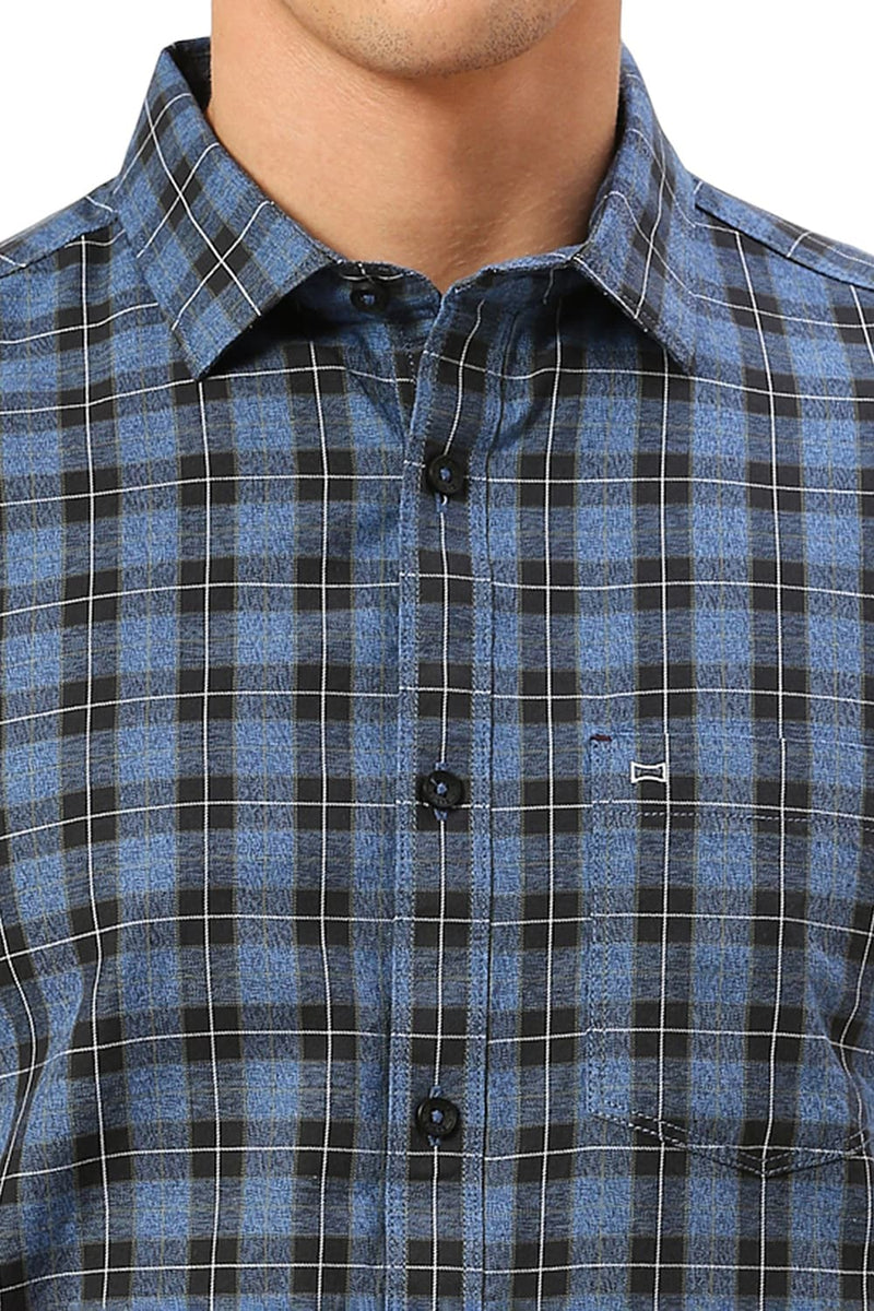 SLIM FIT COTTON TWILL GRINDLE CHECKS HALFSLEEVES SHIRT