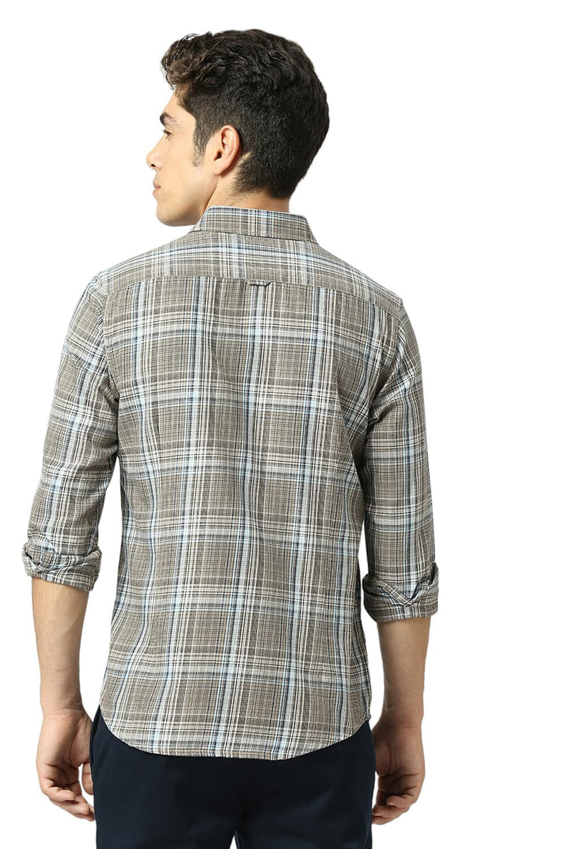 SLIM FIT COTTON TWILL CHECKS SHIRT