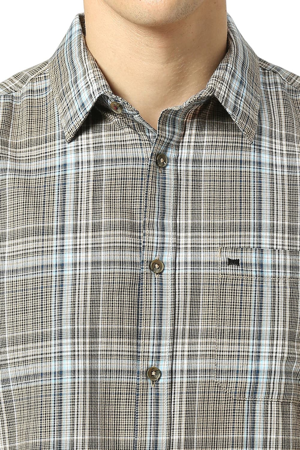 SLIM FIT COTTON TWILL CHECKS SHIRT