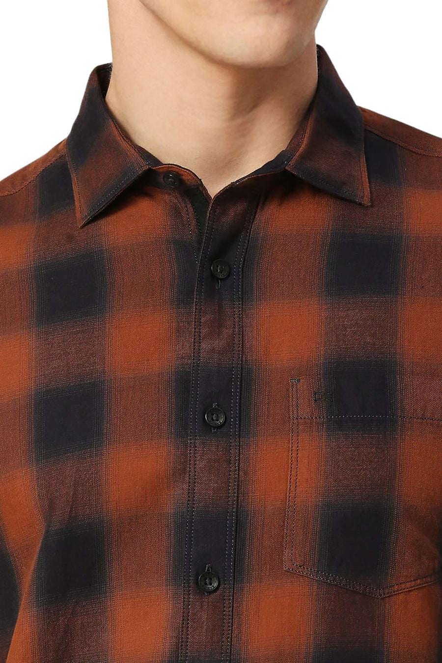 BASICS SLIM FIT PARTRIDGE COTTON TWILL CHECKS HALFSLEEVES SHIRT