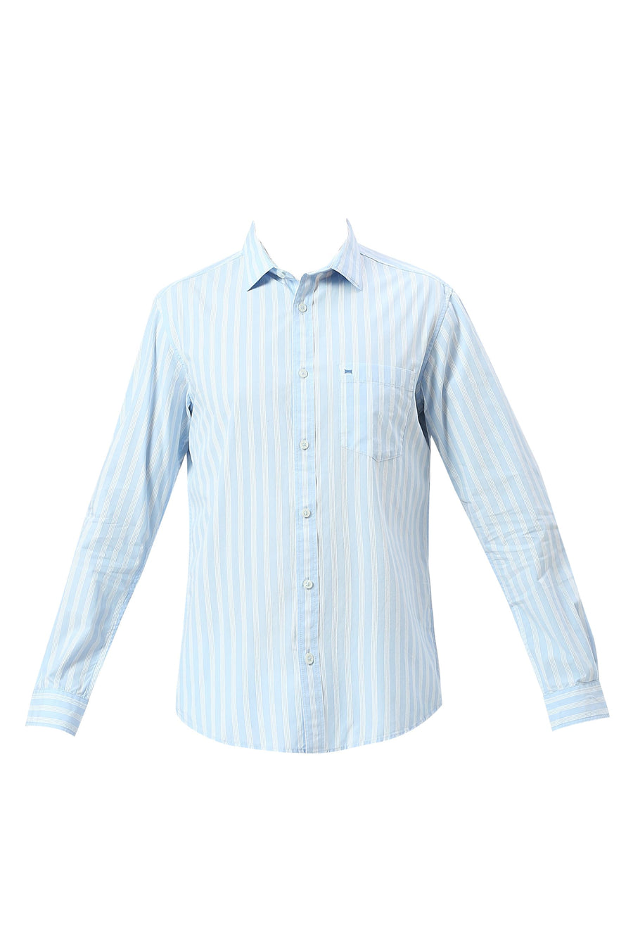 BASICS SLIM FIT BALLAD BLUE COTTON STRIPE SHIRT
